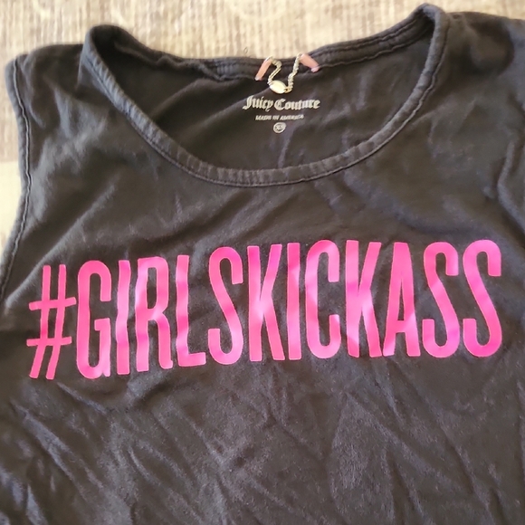 Juicy Couture Black Sleeveless Top with Pink Hashtag Graphic - Picture 3 of 8